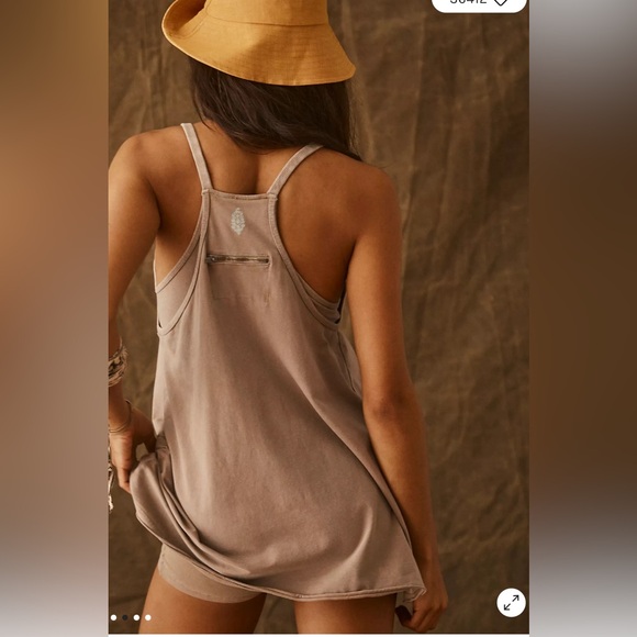 *** IR - NWOT Free People Hot Shot Mini Dress Romper in Mocha Latte - Picture 2 of 7